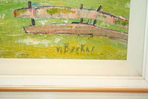 **RS17** A beautiful painted oil landscape painting of a village at the foothills of the Alps