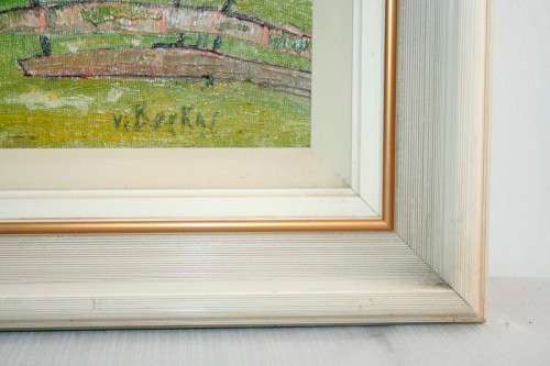 **RS17** A beautiful painted oil landscape painting of a village at the foothills of the Alps