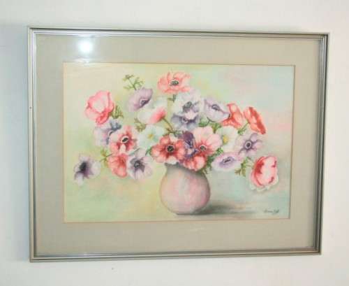 **RS17** A stunning original signed and framed "B Van Zyl" watercolour painting of vibrant flowers