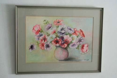 **RS17** A stunning original signed and framed "B Van Zyl" watercolour painting of vibrant flowers