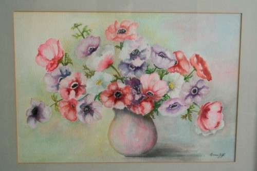 **RS17** A stunning original signed and framed "B Van Zyl" watercolour painting of vibrant flowers