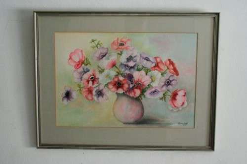 **RS17** A stunning original signed and framed "B Van Zyl" watercolour painting of vibrant flowers