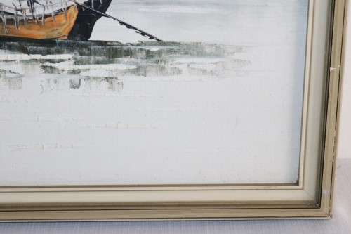 A stunning large original signed "Tang Ping"  framed oil painting of Chinese junk boats - amazing!!