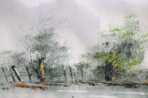 A stunning large original signed "Tang Ping"  framed oil painting of Chinese junk boats - amazing!!