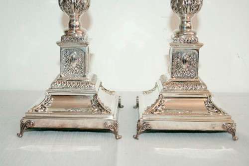 A superb pair of original "Hadad" Judaica sterling silver (925) candlesticks in amazing condition