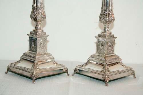 A superb pair of original "Hadad" Judaica sterling silver (925) candlesticks in amazing condition