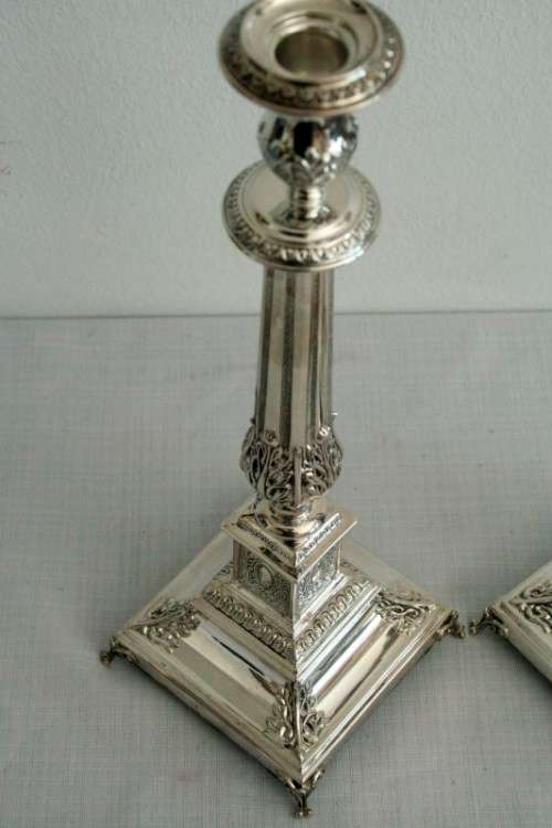 A superb pair of original "Hadad" Judaica sterling silver (925) candlesticks in amazing condition