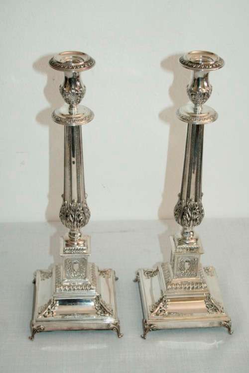 A superb pair of original "Hadad" Judaica sterling silver (925) candlesticks in amazing condition