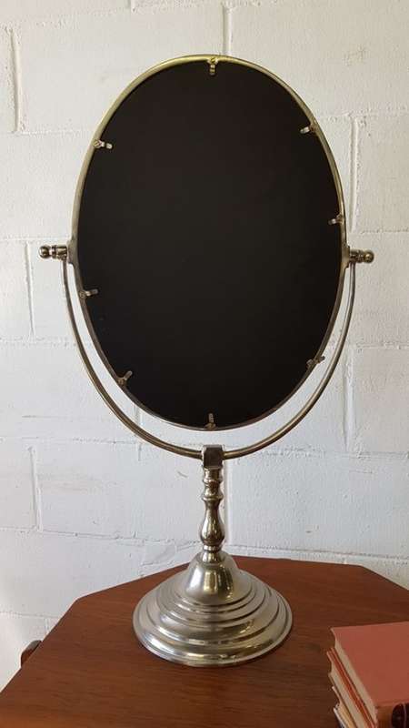 An exquisite vintage Edwardian-style table vanity mirror with a wide base in great condition - RS17M