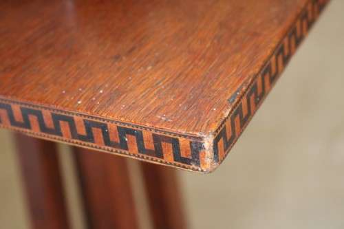 Beautiful vintage Oak table with the most amazing wooden inlays on the side - stunning!!!