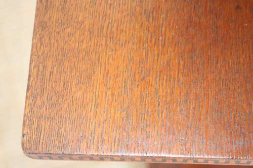 Beautiful vintage Oak table with the most amazing wooden inlays on the side - stunning!!!
