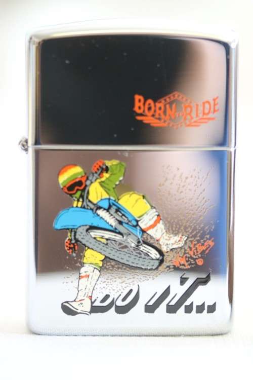 An incredible c1992 original Zippo limited edition "Born to Ride" UNUSED chrome lighter