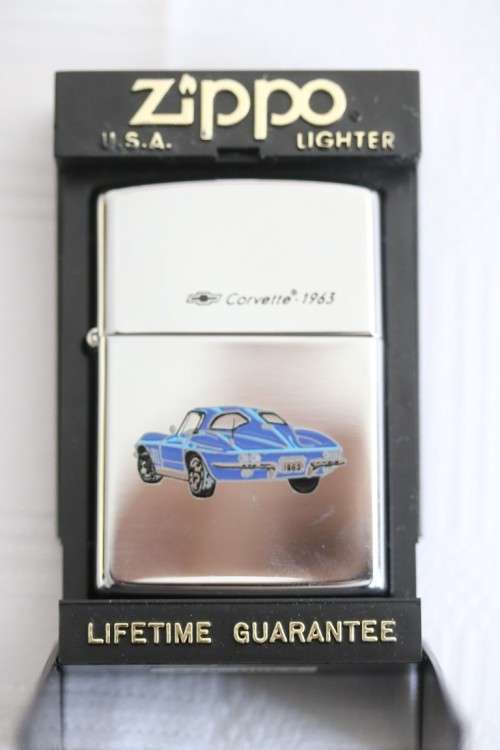 An amazing c1993 original Zippo limited edition "Corvette 1963" UNUSED chrome lighter