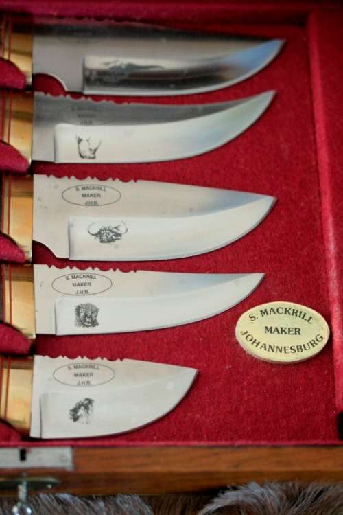 Rare 500-limited edition original S. Mackrill custom made African Big Five boxed hunting knife set!