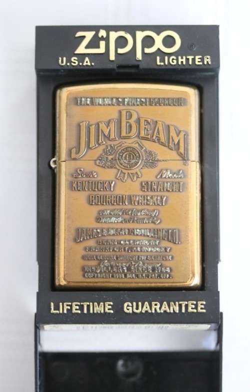 An amazing original Zippo limited edition "Jim Beam Bourbon Whiskey " brass embossed lighter