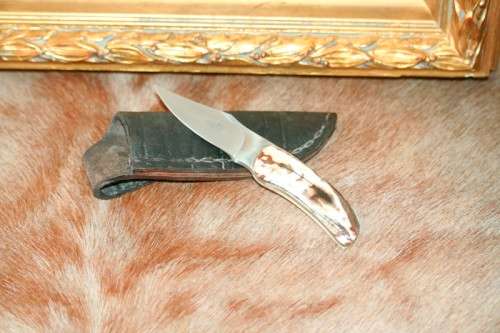 **RS17** Beautifully made Arno Bernard Snr. antique Warthog bone-handle knife w/ original sheath