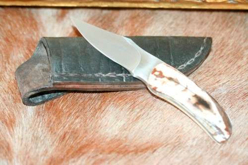 **RS17** Beautifully made Arno Bernard Snr. antique Warthog bone-handle knife w/ original sheath