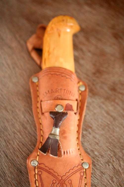 An awesome Finish made J. Marttiini Inox fishing knife in its original reindeer leather sheath