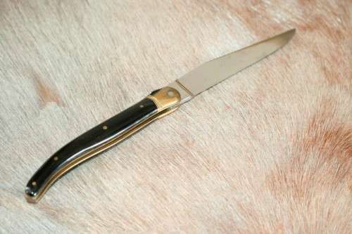 An awesome Swiss-French made Corne Veritable "Laguiole" folding knife with a Zebu horn handle