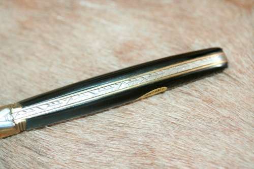 An awesome Swiss-French made Corne Veritable "Laguiole" folding knife with a Zebu horn handle