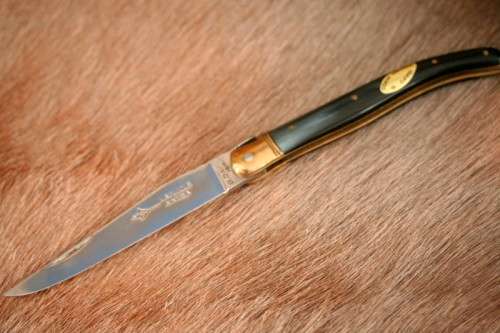 An awesome Swiss-French made Corne Veritable "Laguiole" folding knife with a Zebu horn handle
