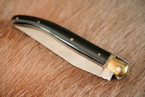 An awesome Swiss-French made Corne Veritable "Laguiole" folding knife with a Zebu horn handle