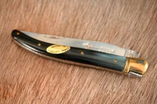 An awesome Swiss-French made Corne Veritable "Laguiole" folding knife with a Zebu horn handle