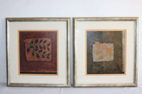 A pair of wonderfully framed (behind glass) "Leaf" illustration prints by Paul Brigham - RS17Sale
