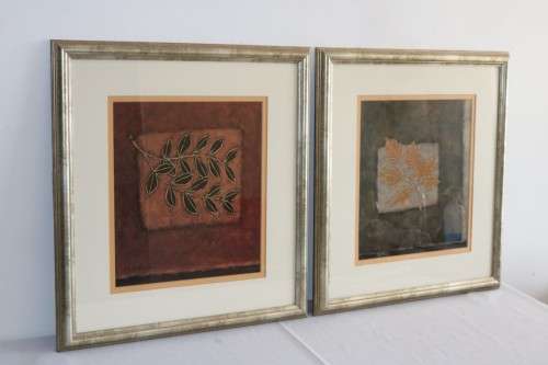 A pair of wonderfully framed (behind glass) "Leaf" illustration prints by Paul Brigham - RS17Sale