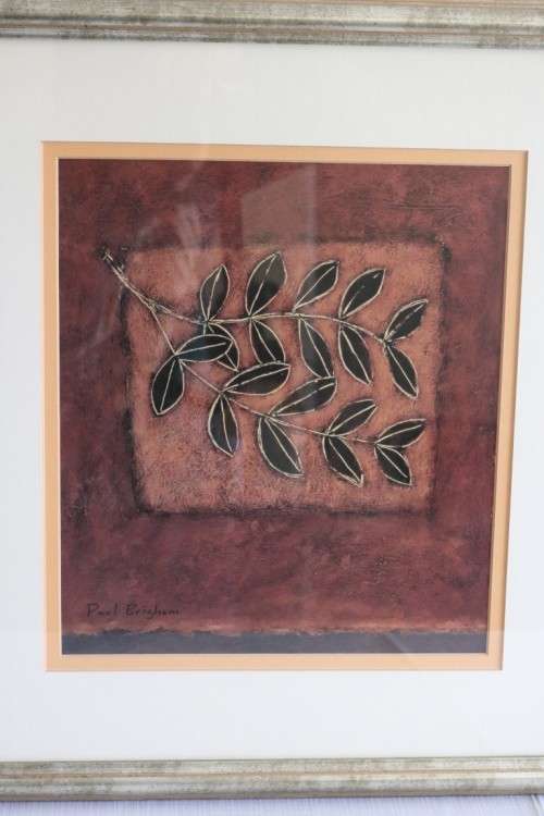 A pair of wonderfully framed (behind glass) "Leaf" illustration prints by Paul Brigham - RS17Sale