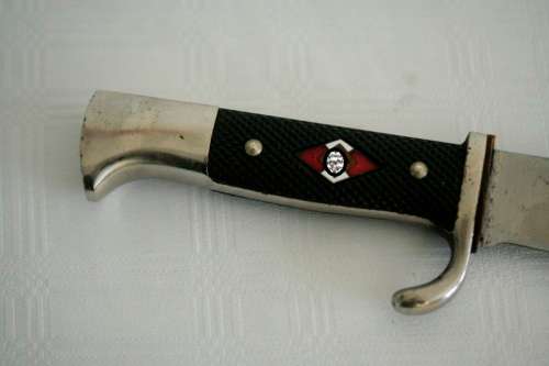 An extremely rare WWII German (early issue) "Hitler Youth" Blut und Ehre knife and scabbard