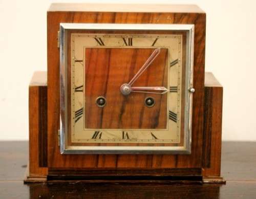 An amazing vintage Art Deco British made "British Clock Coronet" mechanical mantel clock - RS17CL