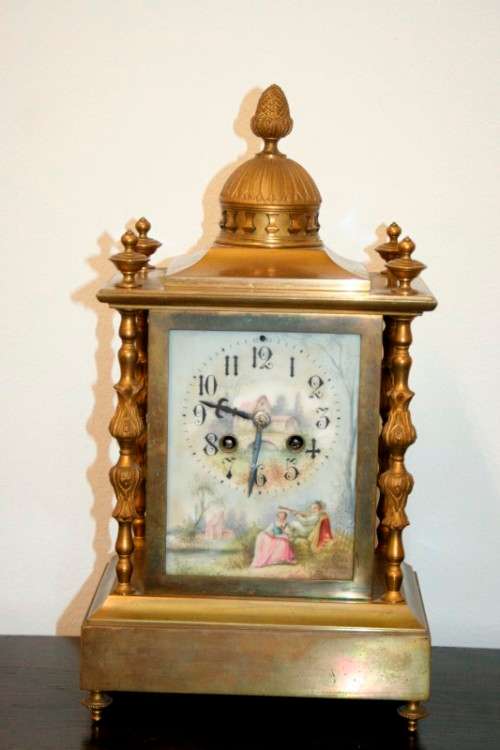 A superbly rare pre-1900's French made L. Marti Medaille D'Argent 1889 brass mantle clock
