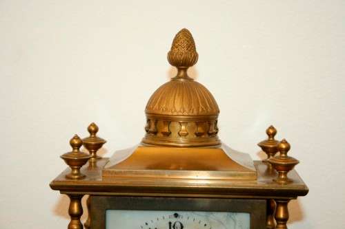 A superbly rare pre-1900's French made L. Marti Medaille D'Argent 1889 brass mantle clock