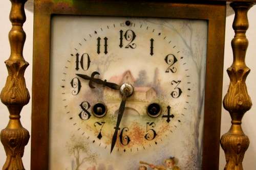A superbly rare pre-1900's French made L. Marti Medaille D'Argent 1889 brass mantle clock