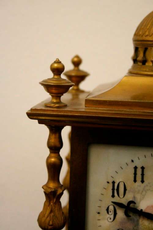 A superbly rare pre-1900's French made L. Marti Medaille D'Argent 1889 brass mantle clock