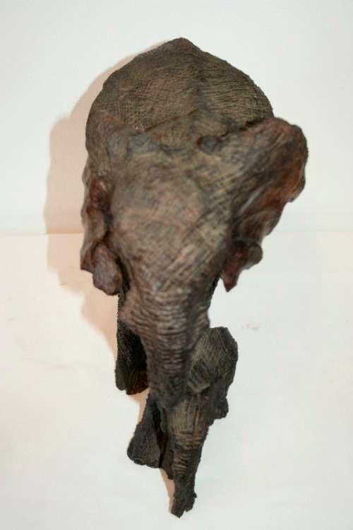 Absolutely stunning and beautifully carved large solid ironwood African elephant w/ her calf carving