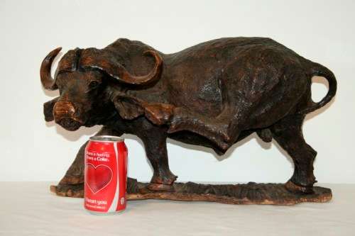 An awesome and very detailed large hand-carved African Buffalo carving in wonderful condition