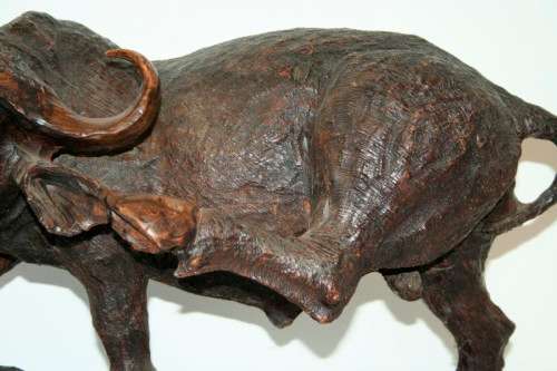 An awesome and very detailed large hand-carved African Buffalo carving in wonderful condition