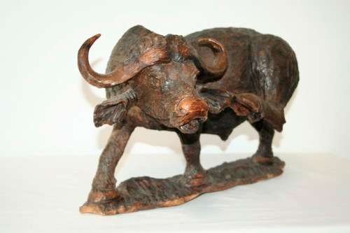 An awesome and very detailed large hand-carved African Buffalo carving in wonderful condition