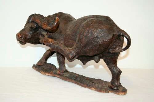 An awesome and very detailed large hand-carved African Buffalo carving in wonderful condition