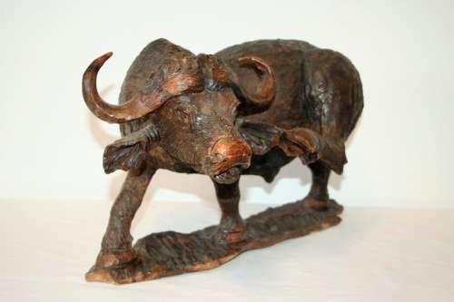 An awesome and very detailed large hand-carved African Buffalo carving in wonderful condition