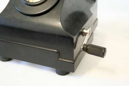 An amazing vintage British made Telephone Manufacturing Company (TMC) black Bakelite crank phone