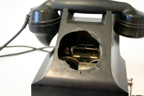 An amazing vintage British made Telephone Manufacturing Company (TMC) black Bakelite crank phone