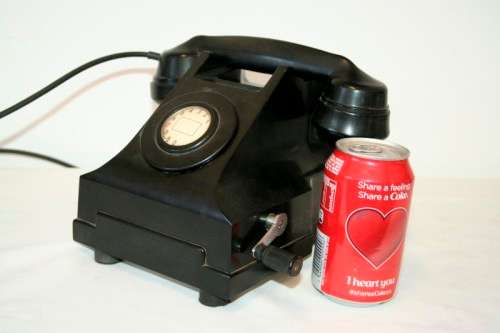 An amazing vintage British made Telephone Manufacturing Company (TMC) black Bakelite crank phone