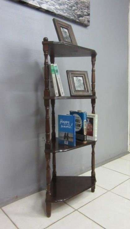 **RS17_Clearance** A tall four-tier Imbuia "Whatnot" display shelf - perfect for that empty corner