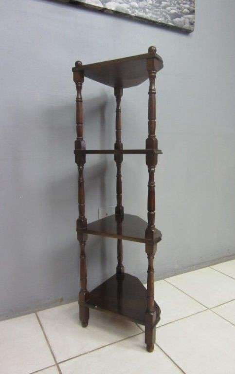 **RS17_Clearance** A tall four-tier Imbuia "Whatnot" display shelf - perfect for that empty corner