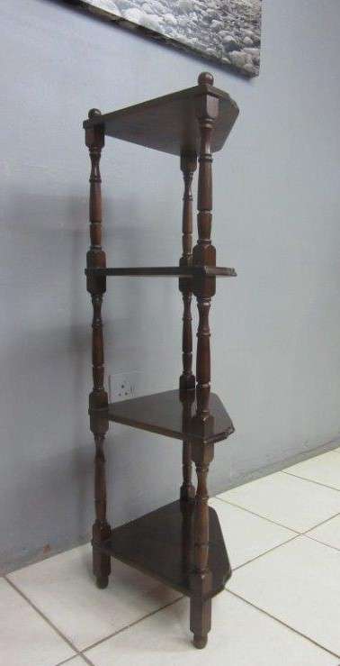 **RS17_Clearance** A tall four-tier Imbuia "Whatnot" display shelf - perfect for that empty corner