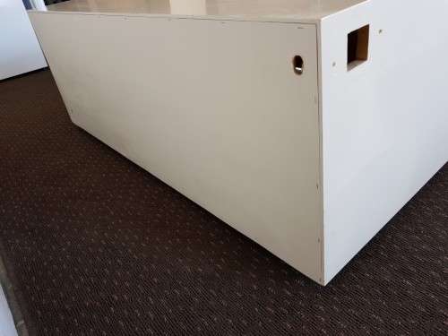 A spacious modern white chest of drawers/ storage unit with 4x shelves - very practical!!