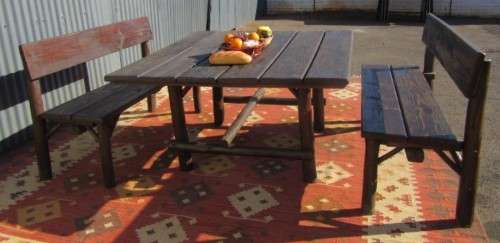 A wonderfully made "Rustic" outdoor table & two-bench set - perfect for a garden or patio- RS17Sale